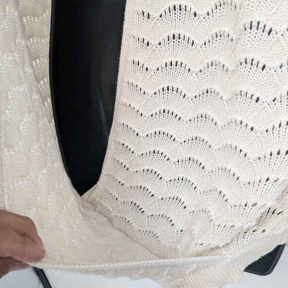 LOFT Open Back Knit Sweater Size L Pullover Scalloped Romantic Coquette Feminine - Picture 4 of 10